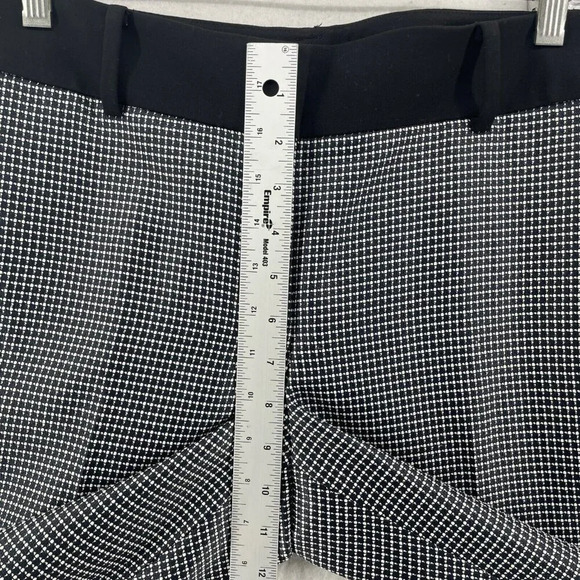 Ann Taylor Dress Pants Women's Sz 8 Black Windowpane Mid-Rise Tapered Pockets - Picture 4 of 10